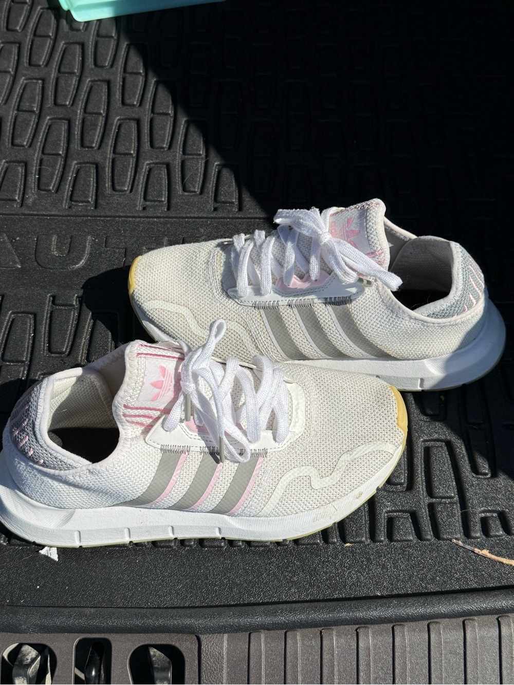 adidas Women’s White Sneakers with Pink Accents
